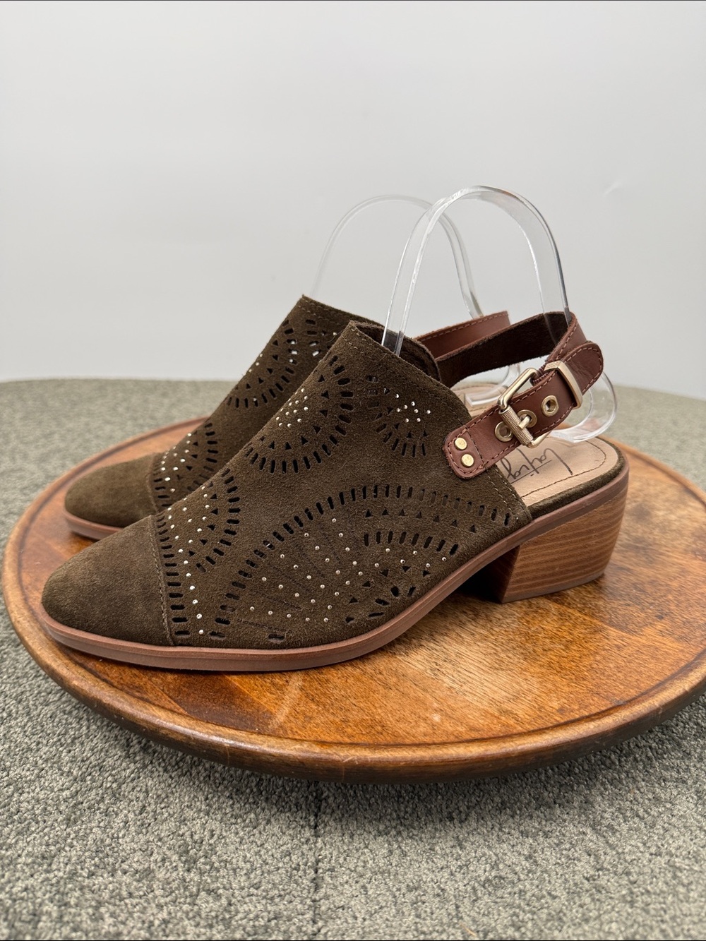 Latigo Shoes Wm 8 M Muren Brown Suede Cutout Slingback Block Heel Bootie Boho